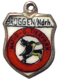 BRUGGEN NATUR TIERPARK, Germany - Vintage Silver Enamel Travel Shield Charm